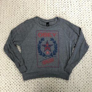 Obey Heather Grey Graphic Pullover Sweatshirt